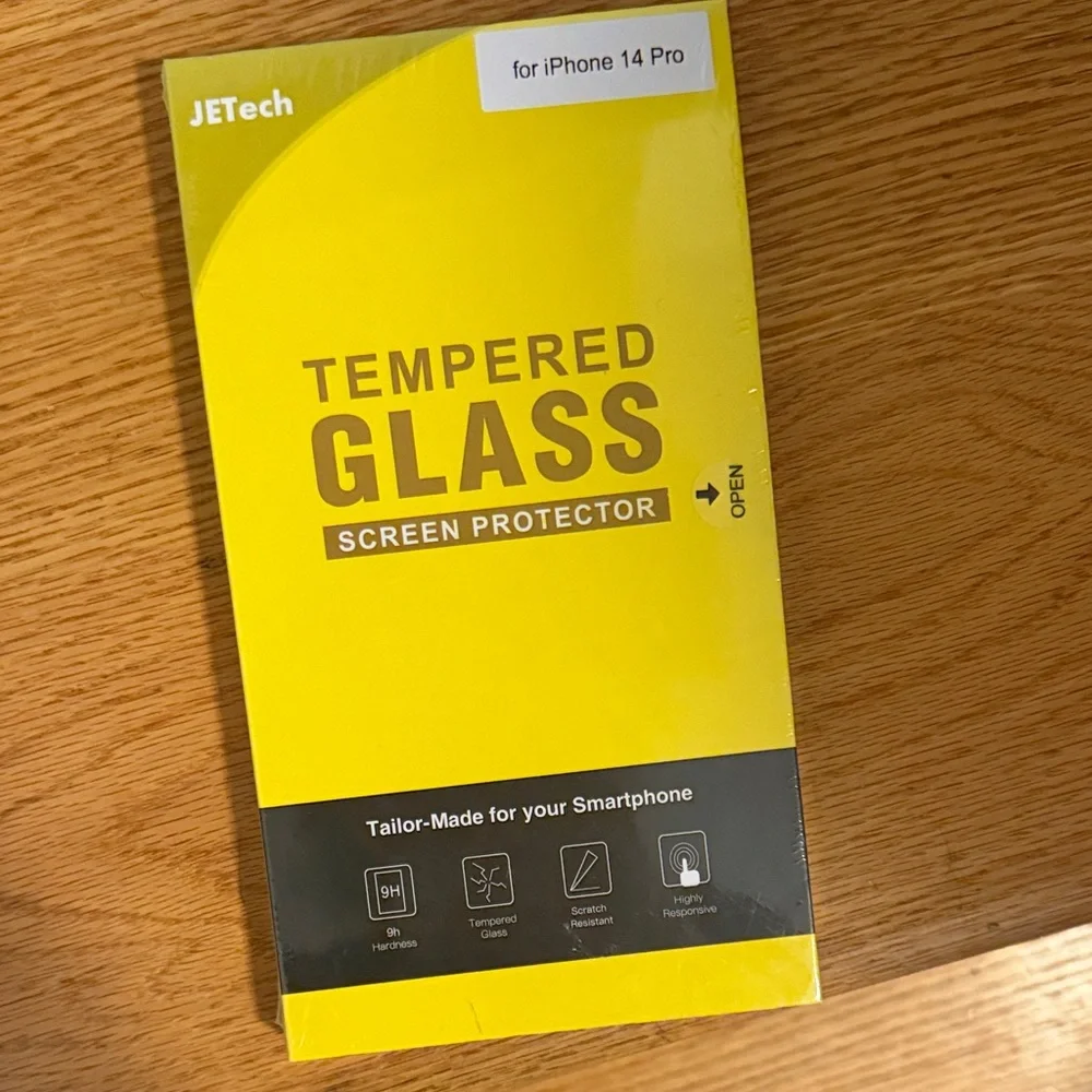 Brand new in plastic Tempered Glass Screen Protector for iPhone 14 Pro - Yellow